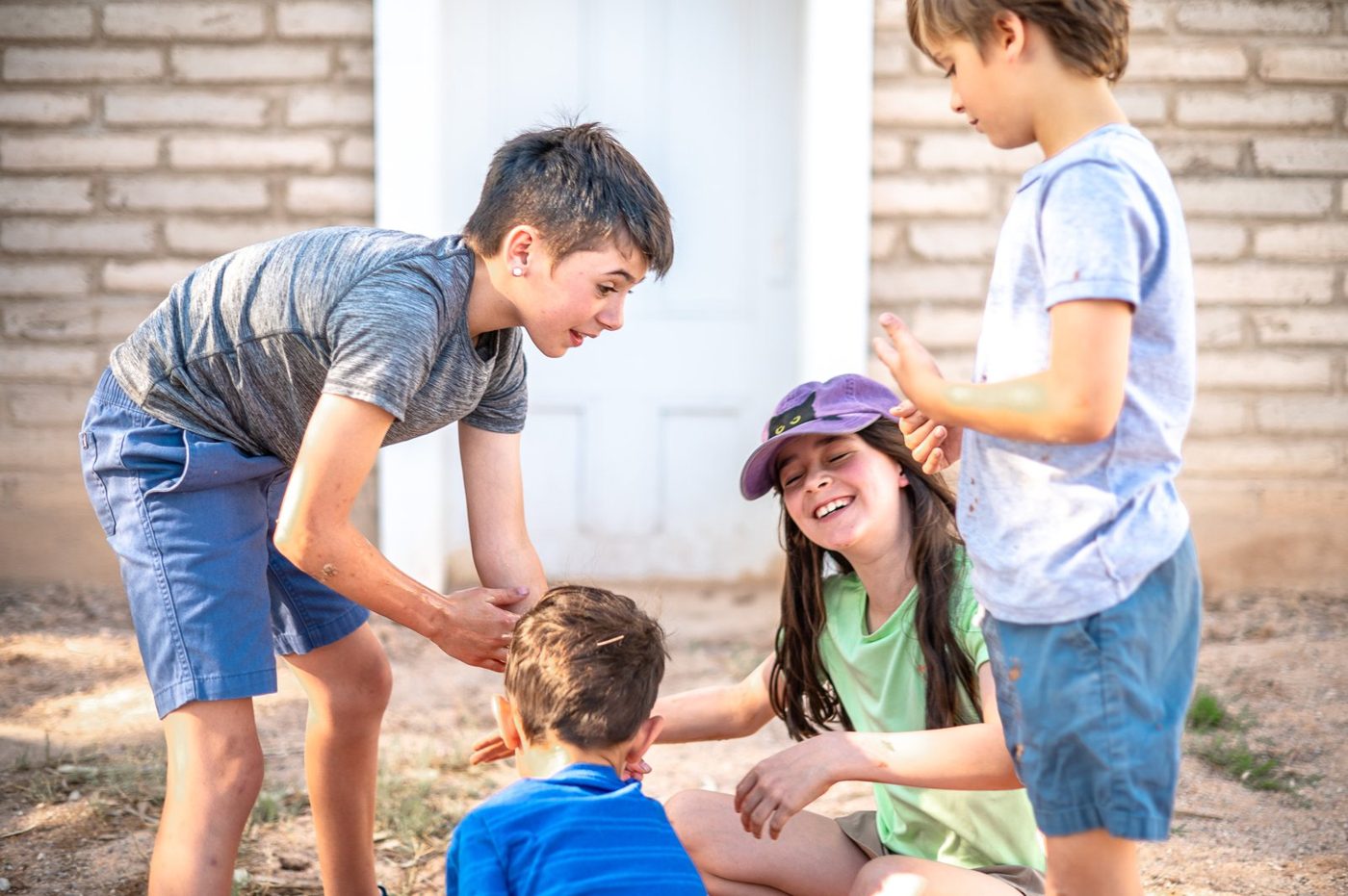 Campers laughing together